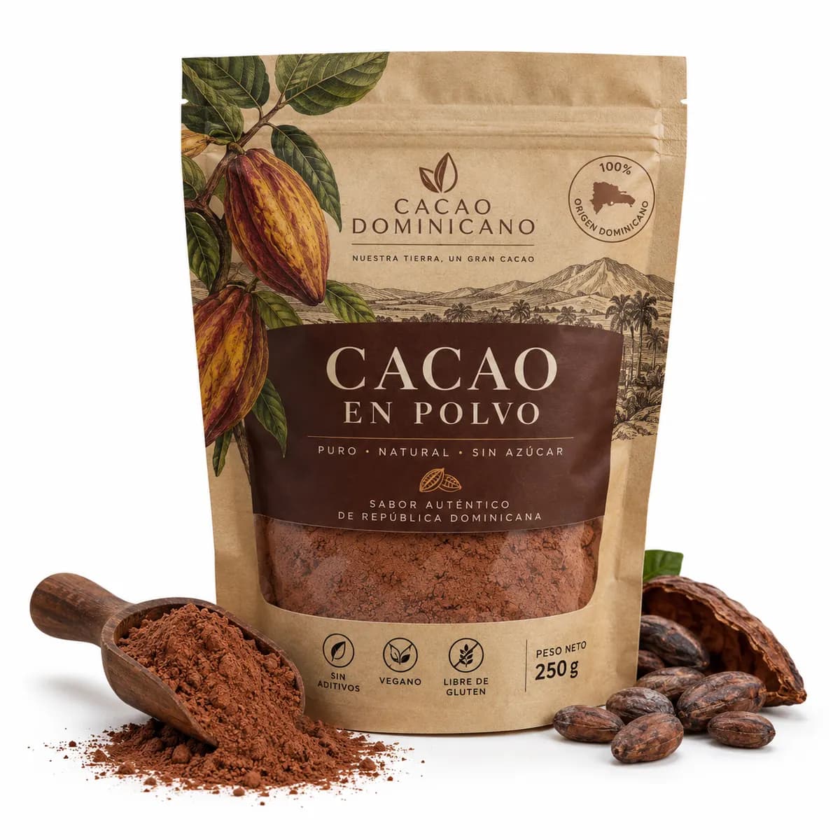 Bag of Dominican cacao powder