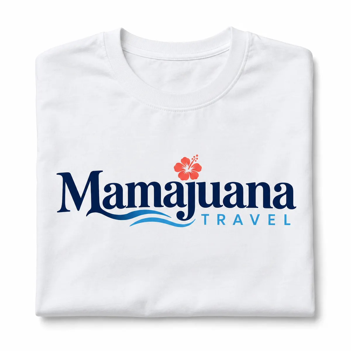 White T-shirt with the Mamajuana Travel logo