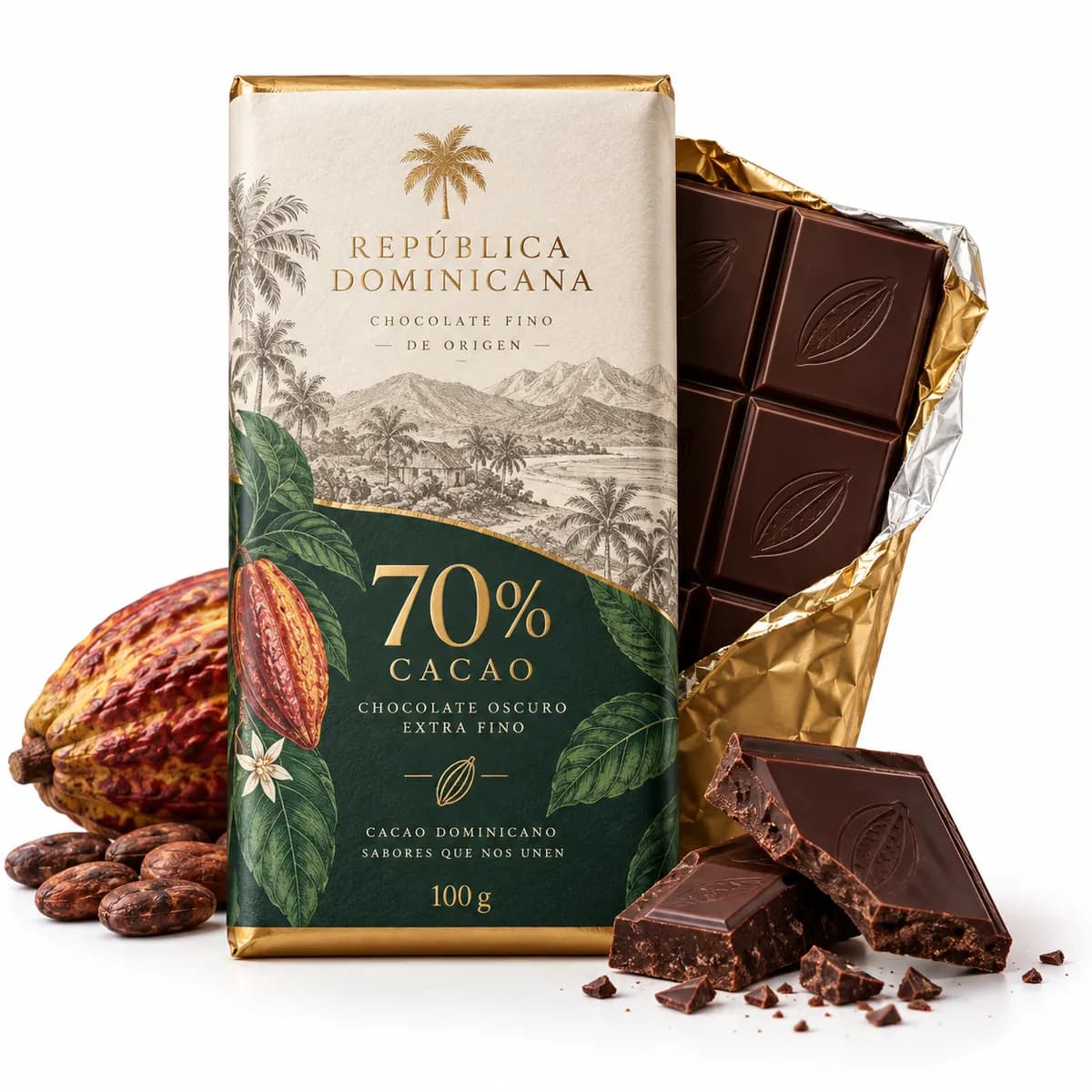 70% Dominican cacao chocolate bar