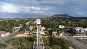 Clock tower and El Morro in Monte Cristi, Dominican Republic