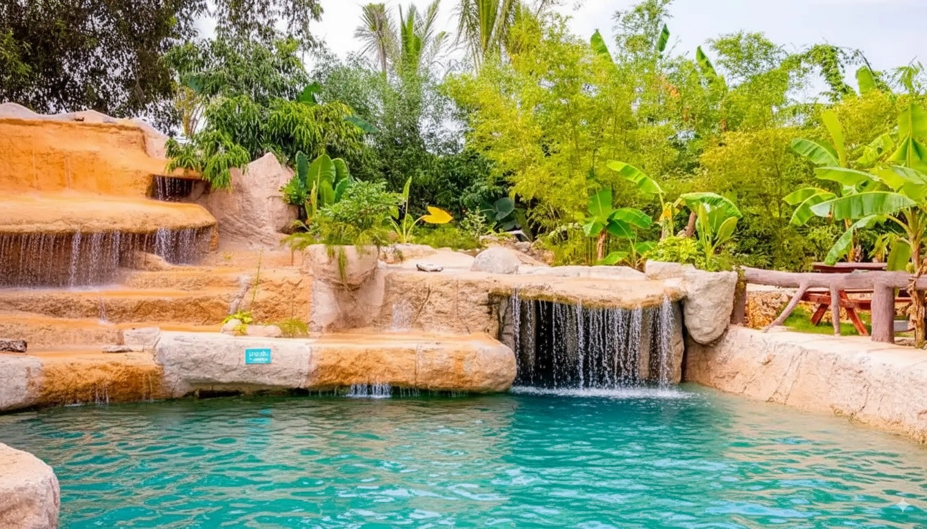 Natural cenote with clear turquoise water surrounded by tropical vegetation in Punta Cana, part of the ATV Buggy Adventure from Santo Domingo