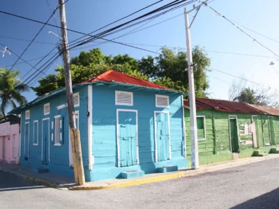 Colorful wooden houses in Barahona, Dominican Republic