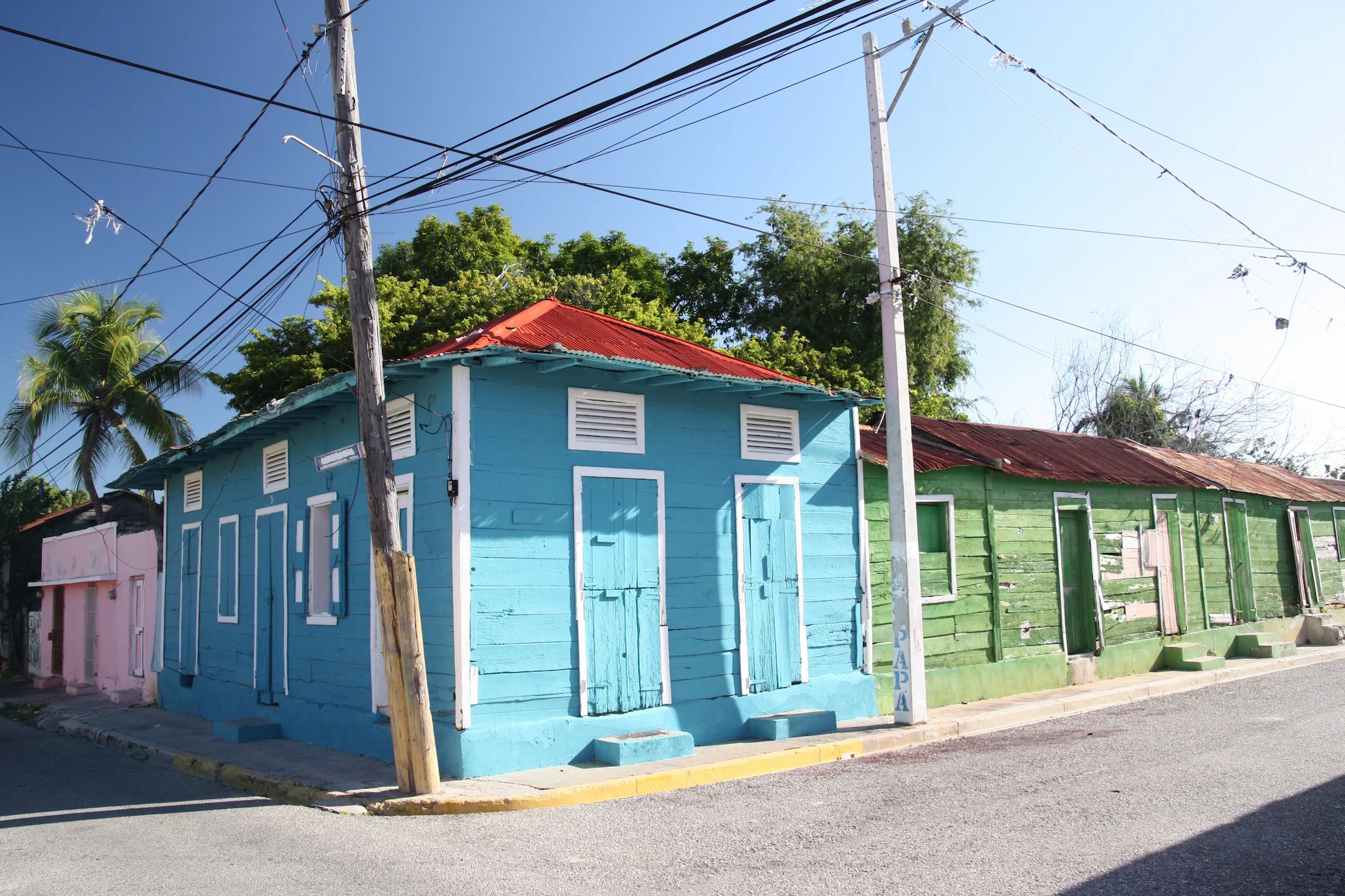 Colorful wooden houses in Barahona, Dominican Republic