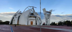 Modern sanctuary of Santo Cristo de los Milagros in Bayaguana, Dominican Republic.
