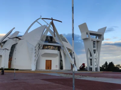 Modern sanctuary of Santo Cristo de los Milagros in Bayaguana, Dominican Republic.