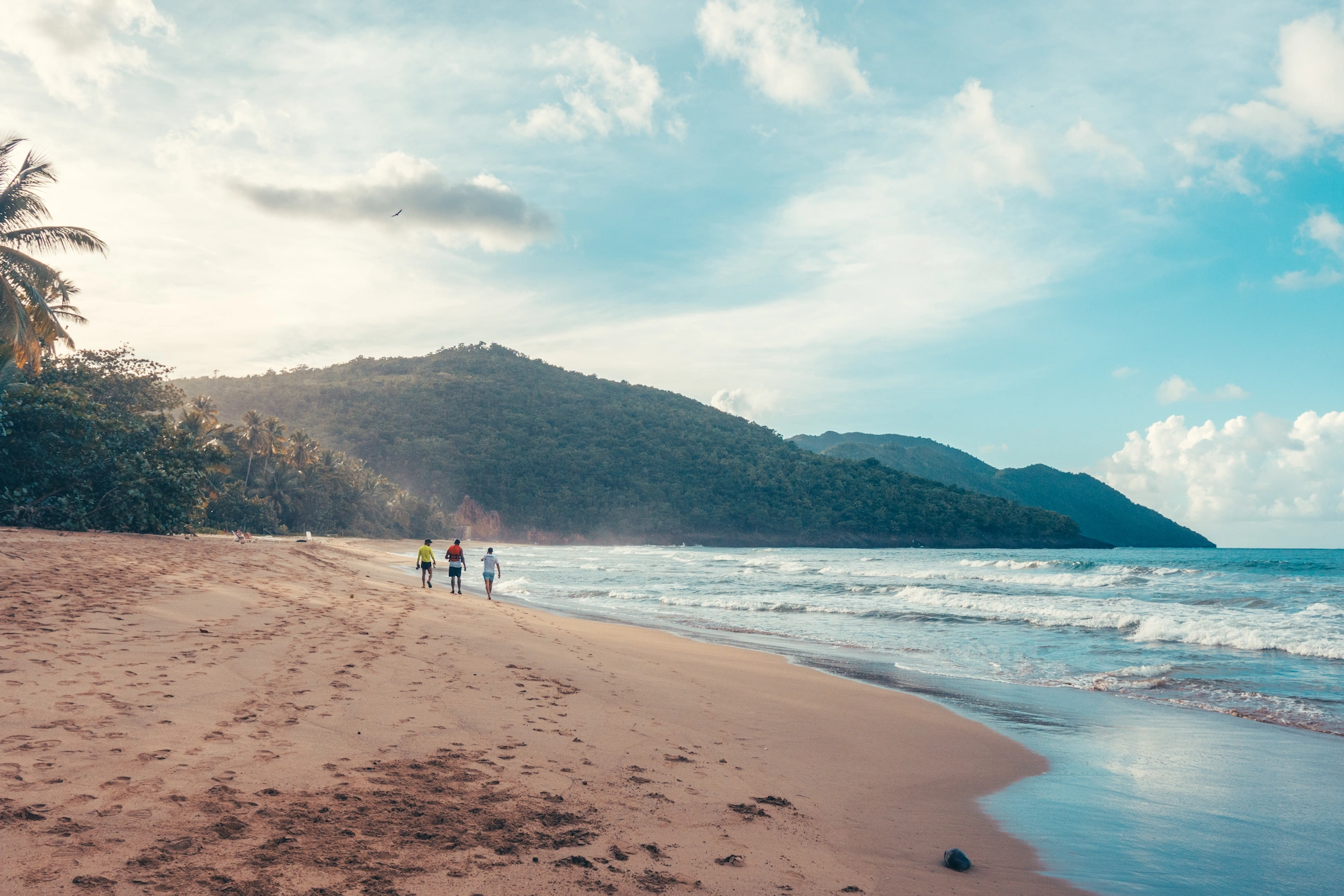 El Valle Beach in Samaná Dominican Republic with golden sand and lush mountains