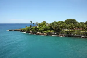 Scenic view of La Romana Dominican Republic coastline from the port.