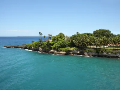 Scenic view of La Romana Dominican Republic coastline from the port.