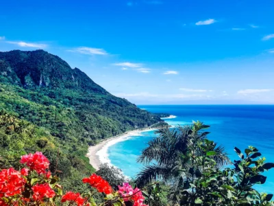 Scenic view of Playa San Rafael from the Mirador de San Rafael in Barahona