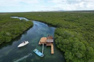 Boats at the mangrove channels of Monte Cristi National Park in the Dominican Republic