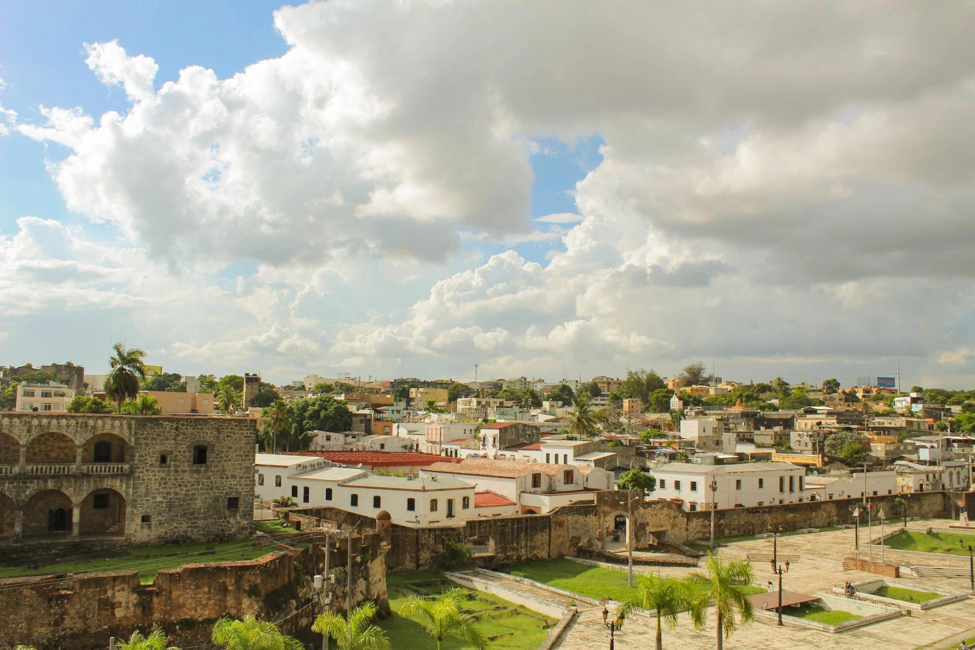 Aerial view of the Atarazanas Reales and part of the Alcázar de Colón in Santo Domingo’s Colonial Zone.
