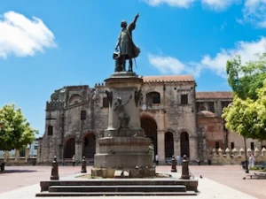 Christopher Columbus statue at Colonial Zone in Santo Domingo