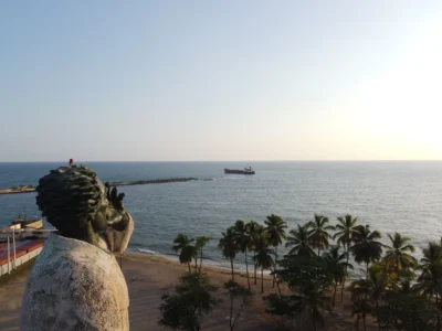 Statue of Friar Antonio de Montesinos overlooking the Caribbean Sea in Santo Domingo.